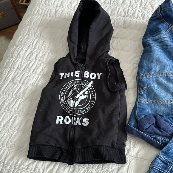 9-12m HNM hoodie, Disney shorts, Oshkosh, long sleeve shirt, George lined jeans - Picture 2 of 3